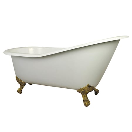 VCT7D653129B2 61" Cast Iron Slipper Claw, 60.63" L, 30.06" W, White/Polished Brass, Cast Iron/Brass