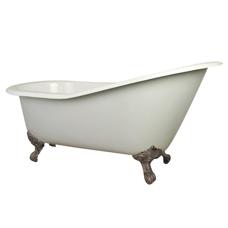 VCT7D653129B8 61" Cast Iron Slipper Claw, 60.63" L, 30.06" W, White/Brushed Nickel, Cast Iron/Brass