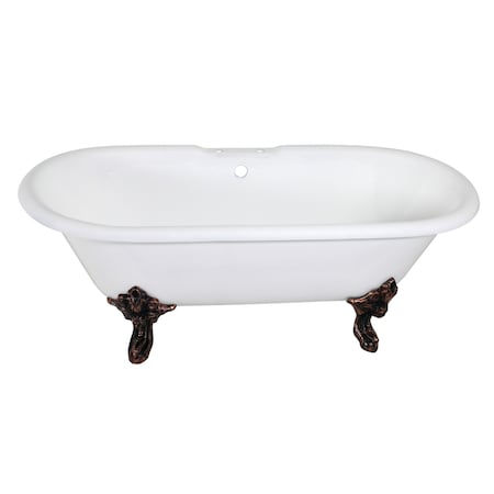 VCT7DE7232NL5 Clawfoot Tub, 71.63" L, 31.5" W, White/Oil Rubbed Bronze, Cast iron, Center