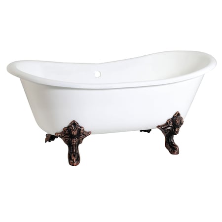 VCTNDS6731NL5 Clawfoot Tub, 67.31" L, 28.94" W, White/Oil Rubbed Bronze, Cast iron, Center