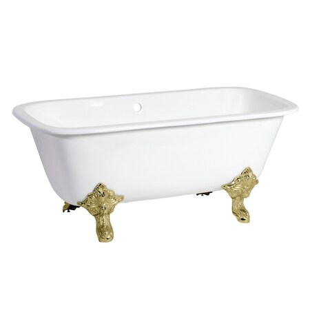 VCTQ7D6732NL2 Clawfoot Tub, 66.56" L, 31.06" W, White/Polished Brass, Cast iron, Center