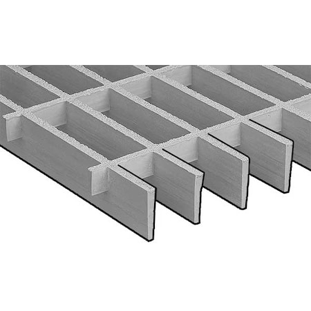 Fiberglass Moltruded Grating, 48 in Span, Grit-Top Surface, Corvex Resin, Light Gray