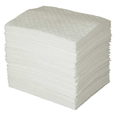 Sorbent Pad, 26 gal, 15 in x 19 in, Oil, White, Polypropylene