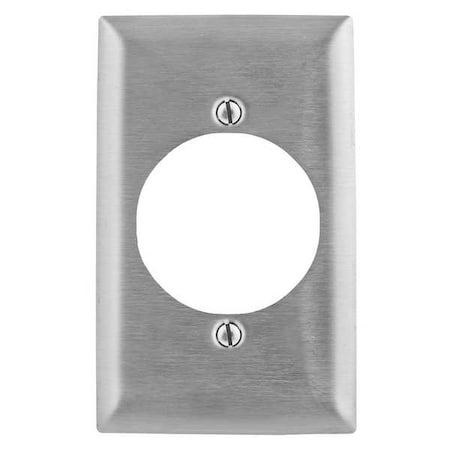 Single Receptacle Wall Plates and Box Cover, Number of Gangs: 1 Stainless Steel, Smooth Finish