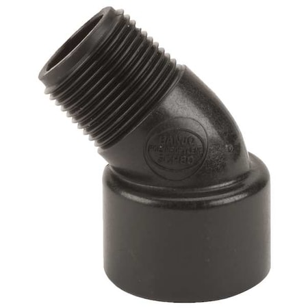 45 Degree Street Elbow, Polypropylene, 3/4", Schedule 80, 300 psi Max Pressure