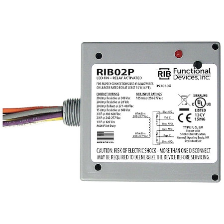 Enclosed Pre-Wired Relay,20A at 300VAC,DPDT