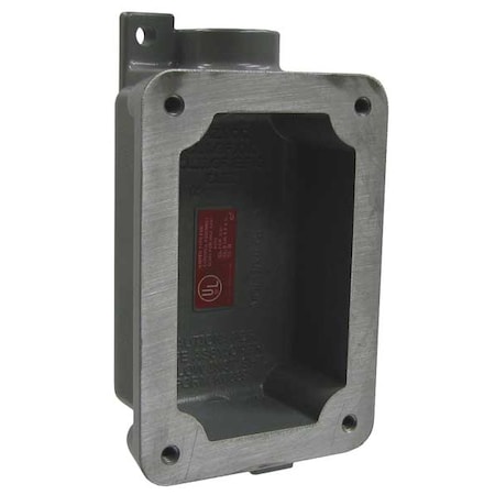 Electrical Box, 15 cu. in, Device Box Type, 1 Gang, Aluminum, Rectangular Shape