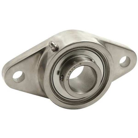Flange,2 Bolt,Stainless,Bore 0.75"