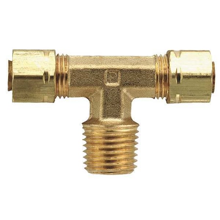 1/4" Compression x 1/8" MNPT Brass Branch Tee 10PK