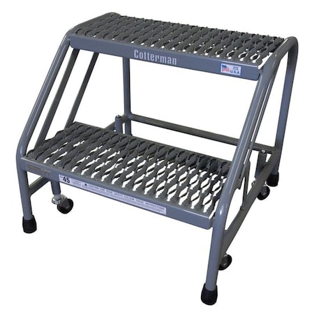 Rolling Step, 2 Steps, 500 lb Load Capacity, 20 in Overall Height, Steel, Gray