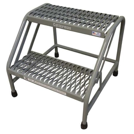 Stationary Step, 2 Steps, 500 lb Load Capacity, 20 in Overall Height, Steel, Gray