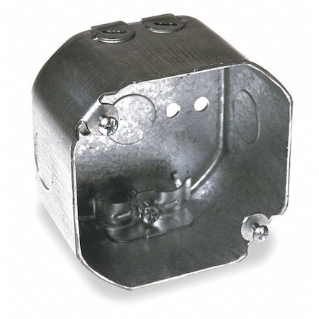 Electrical Box, 21.5 cu in, Octagon Box Type, 2 Gangs, Galvanized Steel, Octagon Shape