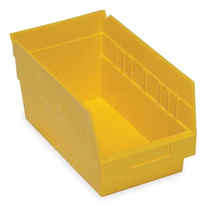 Shelf Storage Bin, Polypropylene, Yellow, 6 in H, 6 5/8 in W, 11 5/8 in L