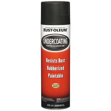 Rubberized Undercoating, 15 oz, Black, Solvent, SBR Rubber, Metal