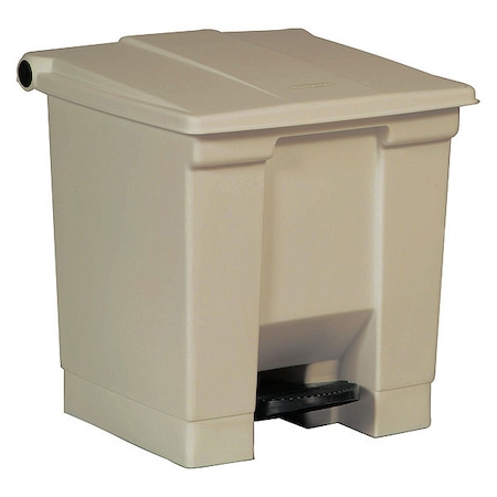 Step-On Containers 8 gal Rectangular Step-On Can, Beige, Foot Pedal, Plastic, 15 3/4 in