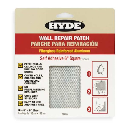 Wall Patch,6 x 6 In,Aluminum/Fiberglass