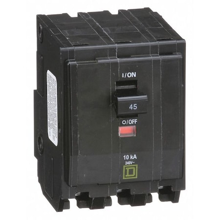 Miniature Circuit Breaker, QO Series, 45A, 3 Pole, 120/240V AC, 10kA at 120/240V AC