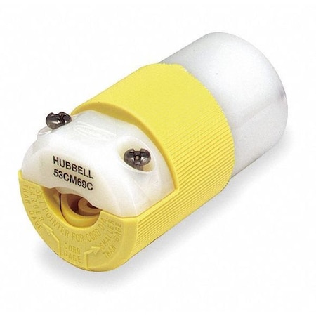 Straight Blade Connector, 5-15R, 15 A, 125V AC, 2 Pole, 3 Wire, Screw Terminals, Yellow
