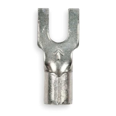 Fork Terminal, #8 Stud Size, 10 AWG, 600 V, Bare Insulated, Yellow, Crimp Termination Only, 50 PK