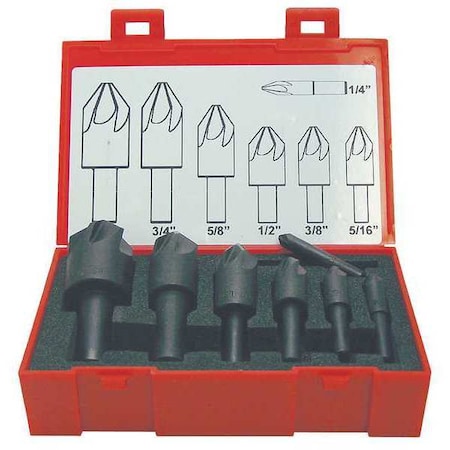 120 deg 6 Flute 7 piece Countersink Set HSS