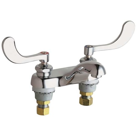 Manual Low Arc Bathroom Faucet, 4" Mount, Polished Chrome 2 Hole