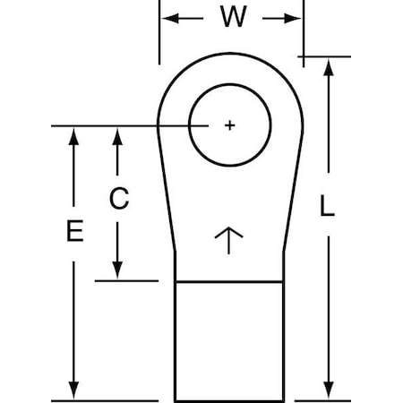 Ring Terminal, 3/8 in Stud Size, 4 AWG, 1,000 V, Bare Insulated, Bare, Crimp Termination Only