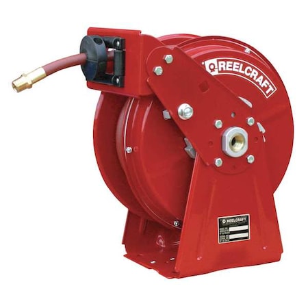 Spring Return Hose Reel, 1/4 in Hose Diameter, 50 ft Length, 300 psi Max. Pressure, Red