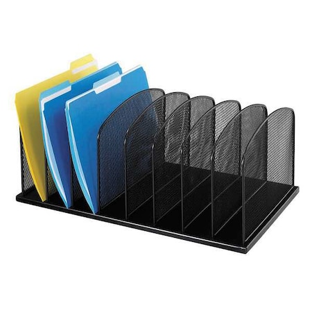Desktop Separator, Black, Steel, 19 1/4 in W, 11 1/2 in L, 8 1/4 in H, 8 Number of Compartments