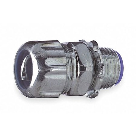 Conduit Fitting Connector, 3 in, Threaded, Steel, Electro Zinc Plated, Gray