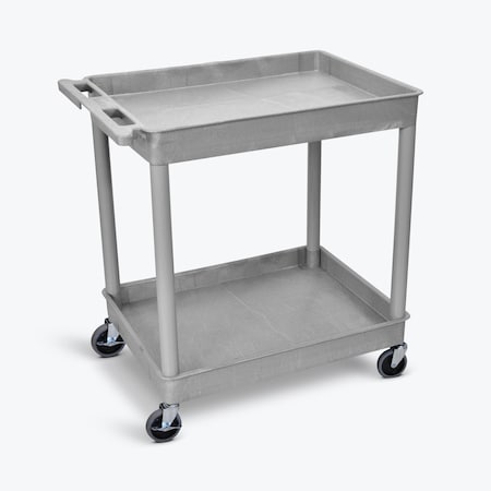 Utility Cart - Large Tub Cart - Two Shelves - Gray