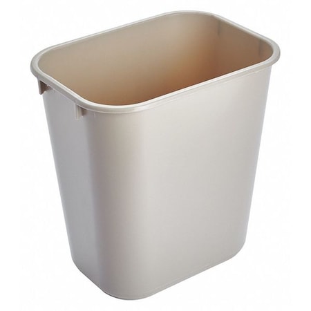 Deskside 3 gal Rectangular Indoor Plastic Can, Beige, None, Plastic, 8 1/4 in