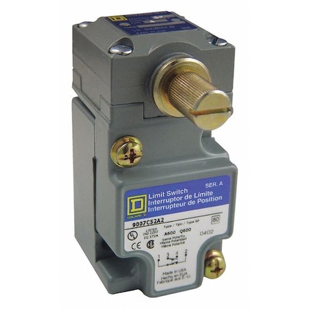Heavy Duty Limit Switch, No Lever, Rotary, 1NC/1NO, 10A at 600V AC, Actuator Location: Side