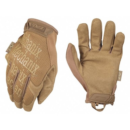 Tactical Glove, Synthetic Leather Palm, 7" Length, Hook-and-Loop Cuff, Full Finger, Tricot Lining