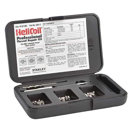 Free-Running Helical Insert Repair Kit, Helical Inserts, #8-32, Plain 18-8 Stainless Steel