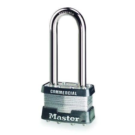 Padlock, Keyed Different, Long Shackle, Rectangular Steel Body, Steel Shackle, 3/4 in W