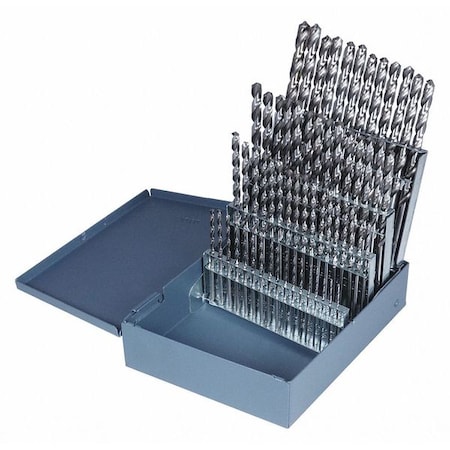 60PC CLE-MAX Jobber Length Drill Set Cleveland 2002G Bright HSS RHS/RHC No 1-No 60