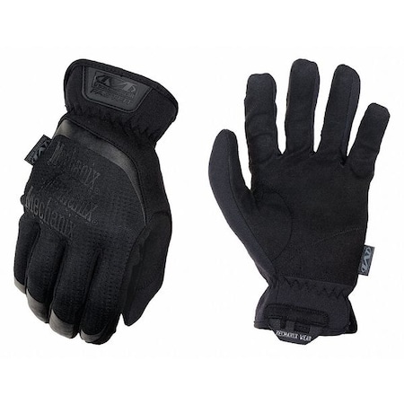 Tactical Glove, Synthetic Leather Palm, 8" Length, Safety Cuff, Full Finger, Tricot Lining, Black