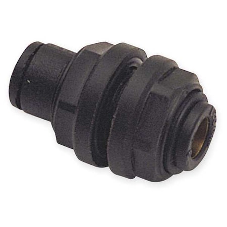 Push-Fit Union Fitting, 5/16 in or 8mm Tube Size, Fiberglass-Reinforced Nylon, Black, 10 PK