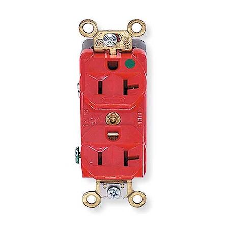 Duplex Straight Blade Receptacle, 5-20R, 20 A, 125V AC, 2 Pole, 3 Wire, Flush Mount, Grounded