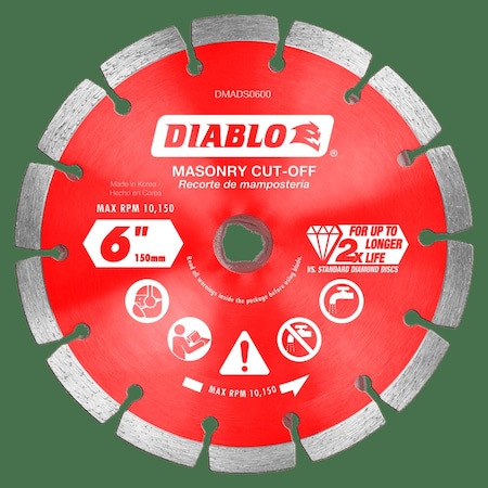 Diamond Saw Blade, Dia-6", Arbor-5/8", 7/8"