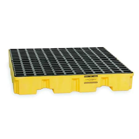 Spill Pallet, 66 gal Spill Capacity, 4 Drums, 8,000 lb Load Capacity, High Density Polyethylene