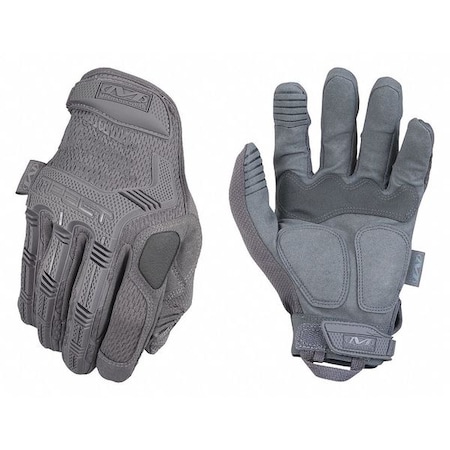 Tactical Glove, Synthetic Leather Palm, 9" Length, Hook-and-Loop Cuff, Full Finger, Tricot Lining