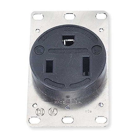 Straight Blade Receptacle, 5-50R, 50 A, 125V AC, 2 Pole, 3 Wire, Flush Mount, Grounded