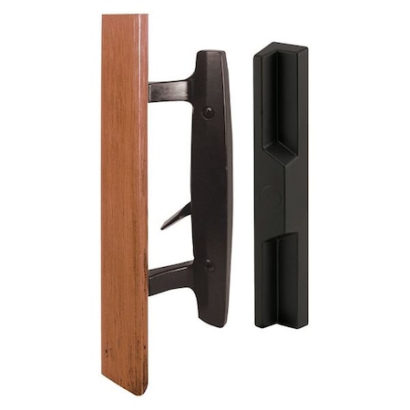 Patio door Mortise Style Handle, Black Diecast with Wood Handle, Outside Pull (Single Pack)