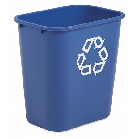 Recycling Wastebasket Container, 7 gal Capacity, 10 1/2 in W, 15 in H, 14 1/2 in D, Plastic, Blue