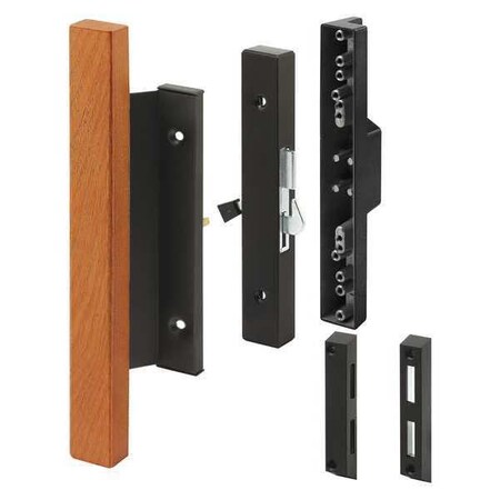 Black Diecast with Hardwood Handle Surface Hook Sliding Patio Door Pull (Single Pack)