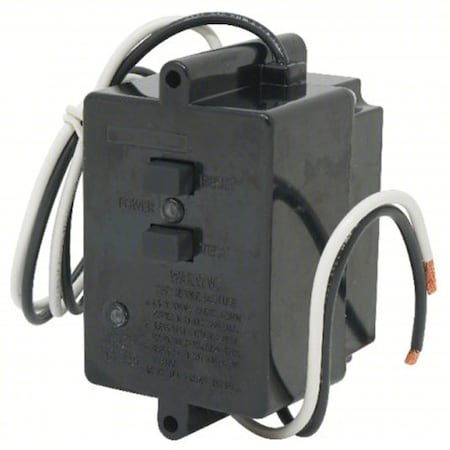 Automatic Reset GFCI Module, 20 A, 125V AC, 2 Poles, 2 Wires, NEMA 3R, 12 AWG, No Plug, Black