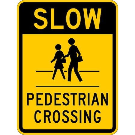 Pedestrian Crossing Traffic Sign, 24 in H, 18 in W, Aluminum, Vertical Rectangle, TR-037-18HA