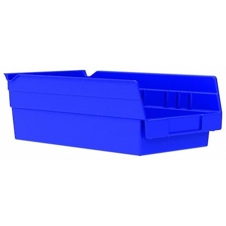 Shelf Storage Bin, Plastic, Blue, 4 in H, 6 5/8 in W, 11 5/8 in L