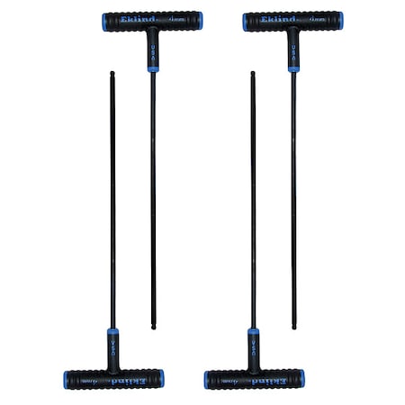 Metric Plain Ball Hex Key Hex Key, 4 mm Tip Size, 9 in Long, 3 in Short, 4 PK